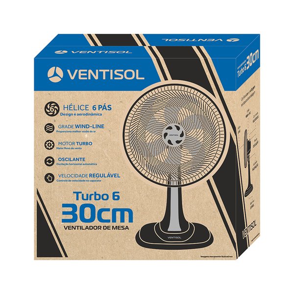 ventilador de mesa turbo 30cm 6 pas oscilante ventisol 5 caixa
