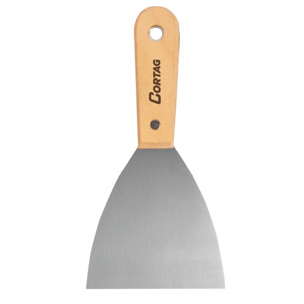 espatula de aco inox 10 cm cabo de madeira
