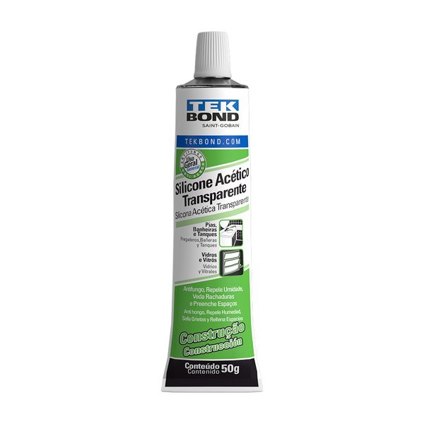adesivo silicone acetico transparente 50g construcao pias banheiros tanques vidros tekbond saint gobain 22034001200