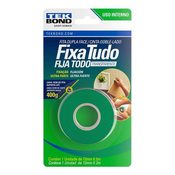 fita acrilica dupla face interno 12mmx2m blister fixa tudo espuma fixacao ultra forte 21121012202